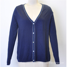 Women V-Neck Cardigan Knit Sweater with Button